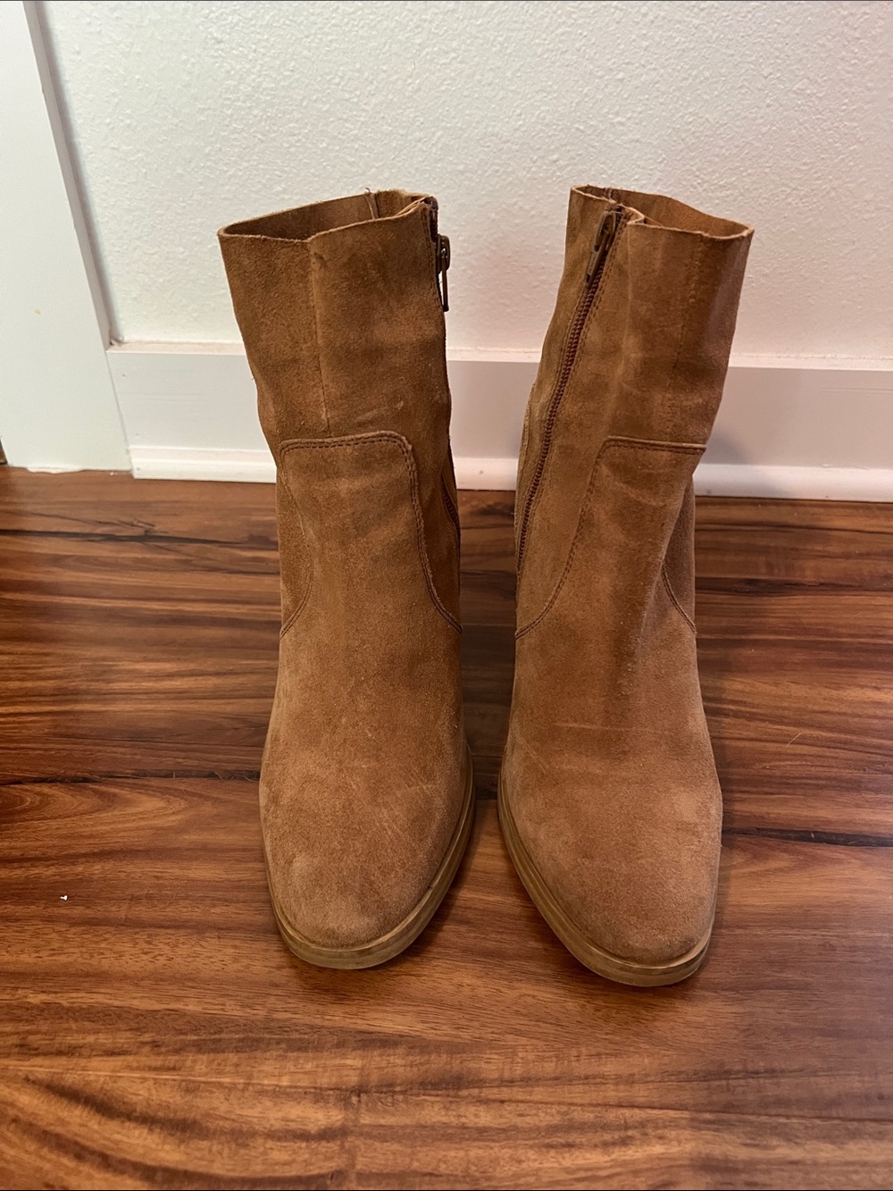 ASOS Women's Tan Suede Mid-Calf Zip Boots
